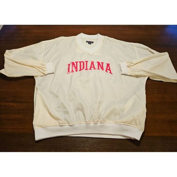 VTG 90s Indiana Hoosiers Pullover‎ Windbreaker IU White 